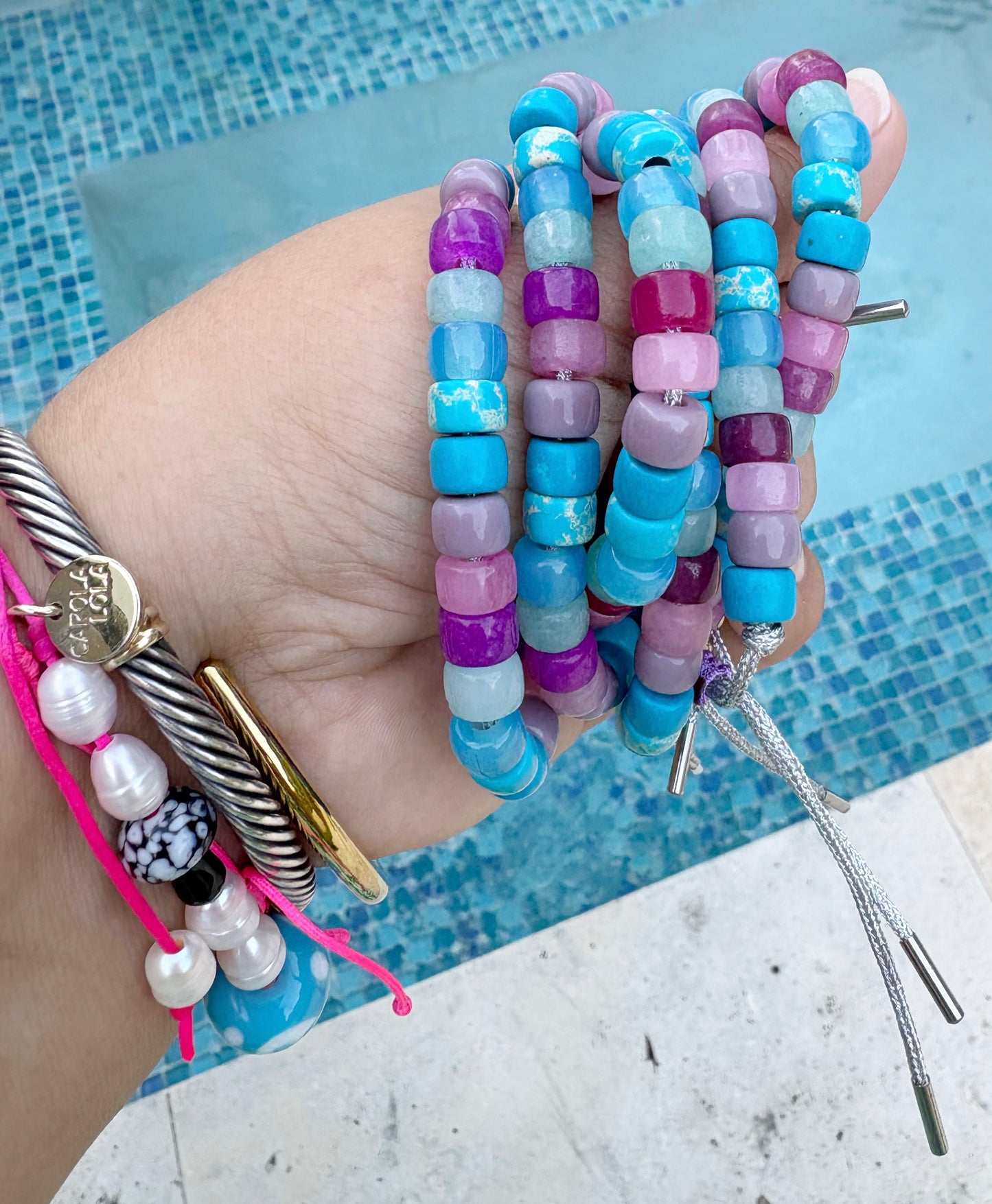 Carola Lola Blues Natural Stone Adjustable Bracelet