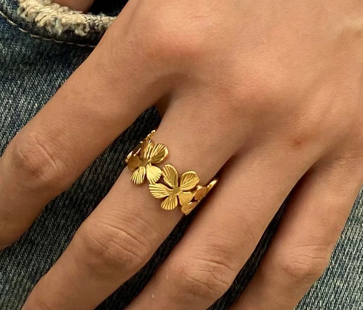 Adjustable Flower Band Ring