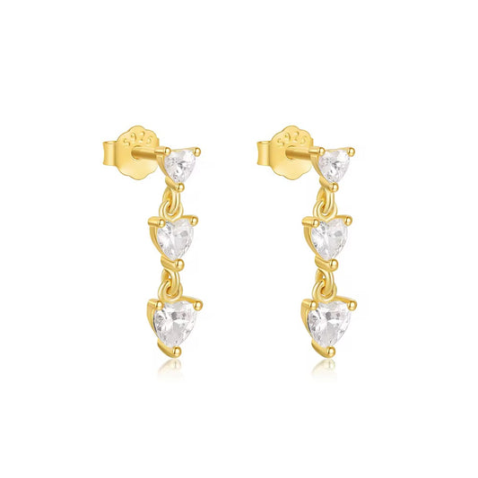 Triple Stone Short Dangle Earrings