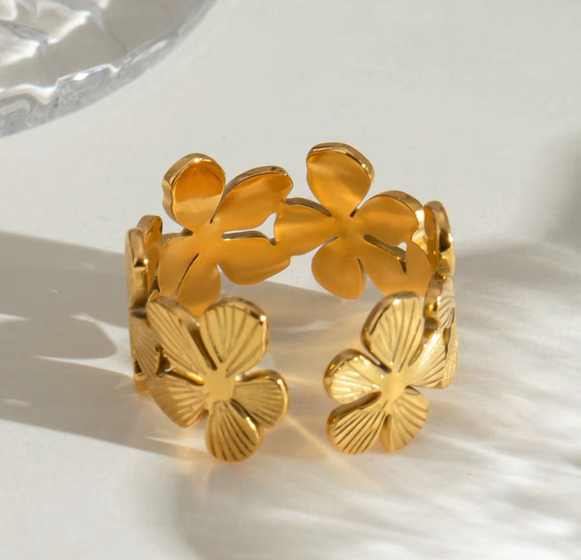 Adjustable Flower Band Ring