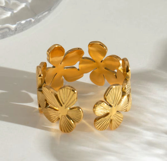 Adjustable Flower Band Ring