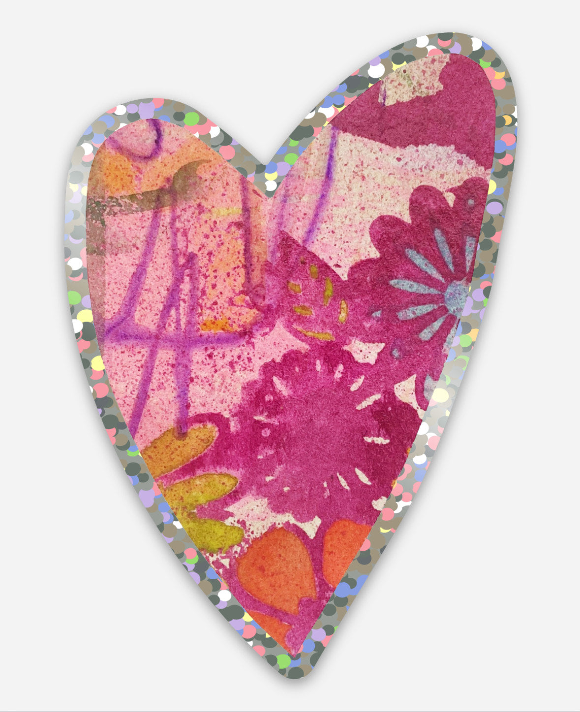 Flower Heart Glitter Sticker