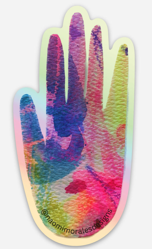 Holographic Hamsa Watercolor Sticker