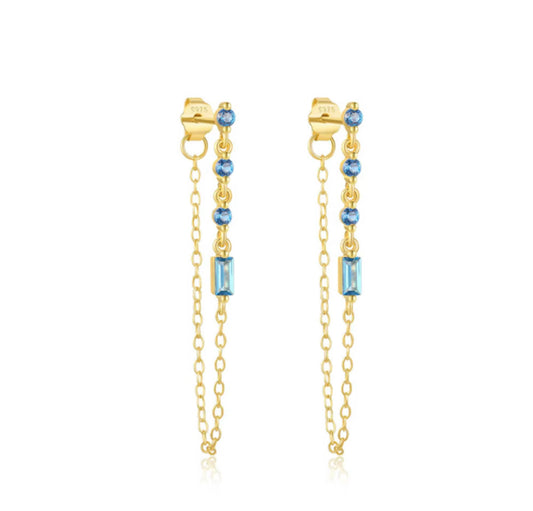 Blue Stones Dangle Earrings